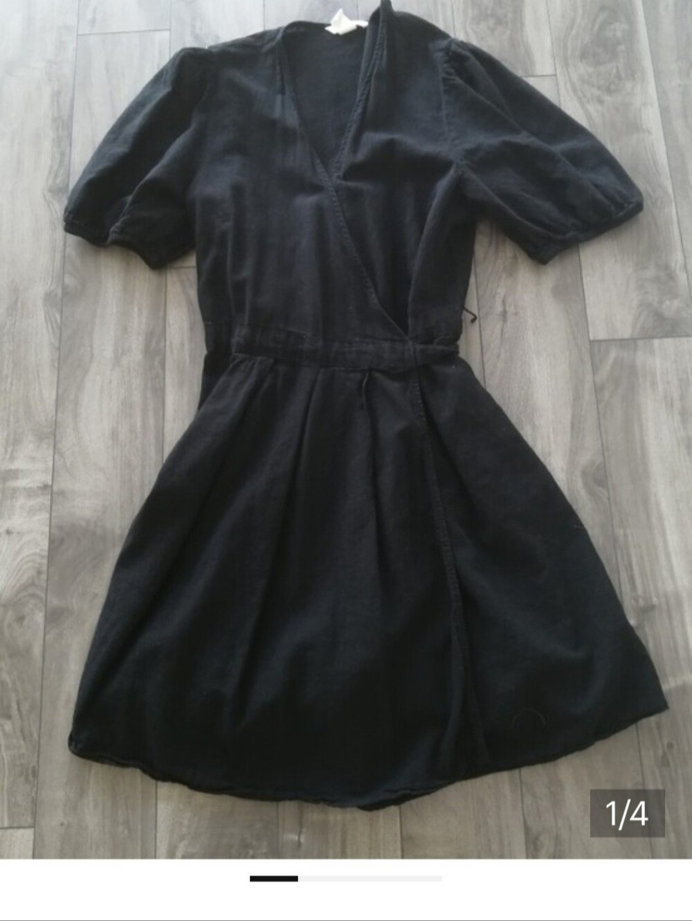 Linen Blend Black Wrap Dress H&M
